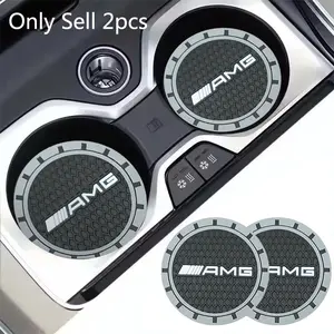 2Pcs PVC Car Coasters Water Cup Slots Non-Slip Mat Water Cup Pad For Mercedes Benz AMG GLC W203 W206 W220 W205 W211 W212 W201 W210 GLE Interior Accessories