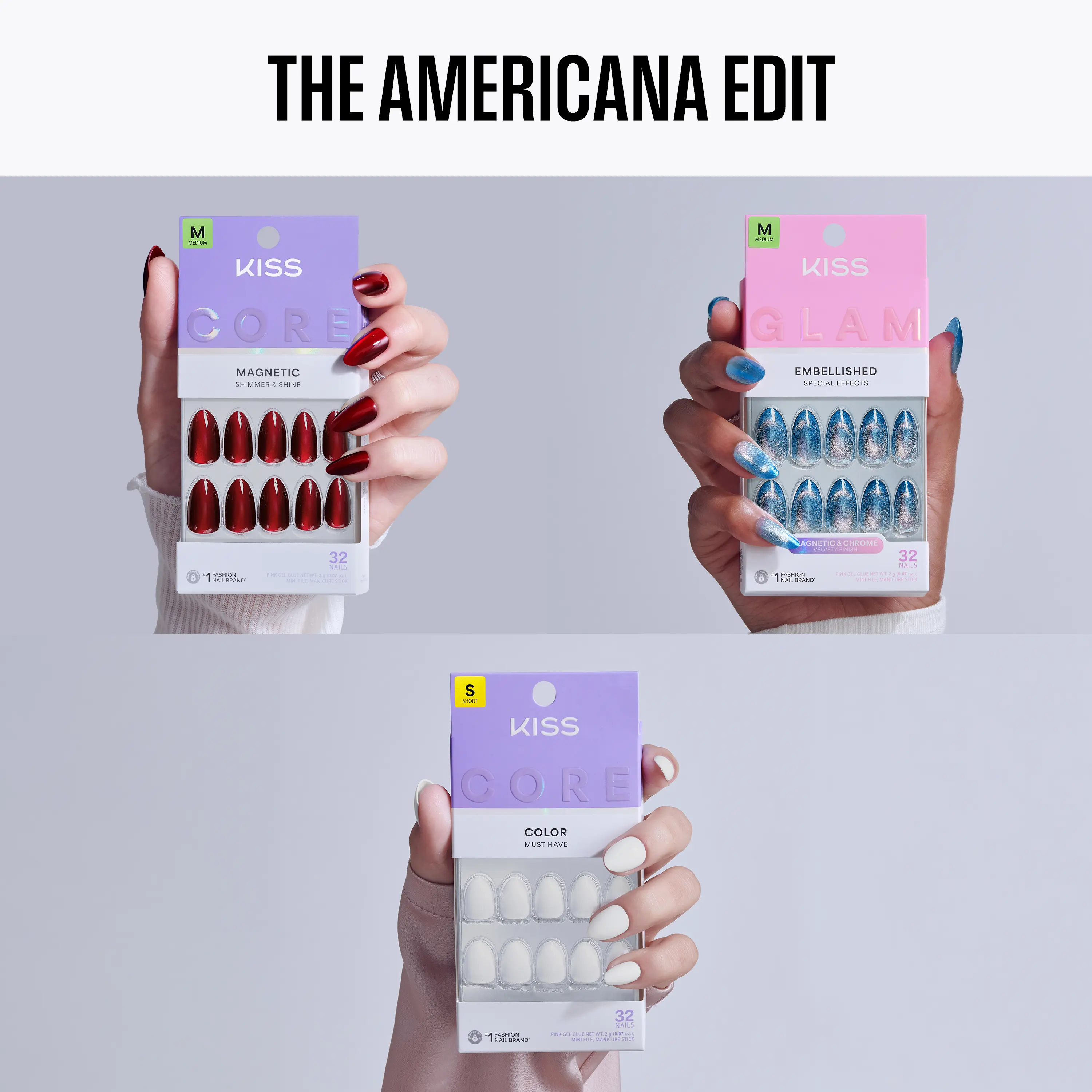 Kiss Press On Glue Nails Bundle - The Americana Edit