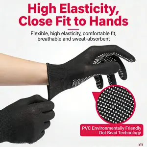 Durable Nylon Gloves Set of 10, Lightweight Practical Design, Grip Texture, Finger Skin Protection, Strong Work Gloves, Ideal for Work, Cycling, Fishing, Camping