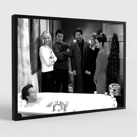 Friends Tv Series Poster, Friends Funny Bathroom, Funny Bathroom Wall Art, Black And White, Toilet Print, Restroom Decor