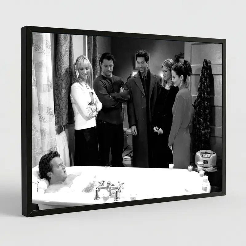 Friends Tv Series Poster, Friends Funny Bathroom, Funny Bathroom Wall Art, Black And White, Toilet Print, Restroom Decor