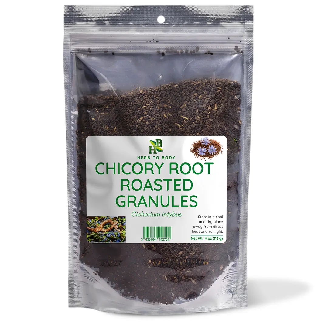 Herb To Body Chicory Root Roasted Granules | Cichorium Intybus | Wildcrafted | 4oz Flavor Spice