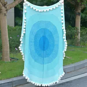 Handmade Knitted Blanket, Soft Wool Thread, Gradient Ocean Blue Rose Shape, Plush Warm, Decorative Bouquet, Home Sofa Bed, Romantic Gift, Fluffy Blanket