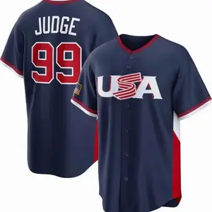 Anthony WBC 2026 USA Baseball Jersey, Navy White Athletic Fan Shirt, Printed Baseball Apparel for Sports Fans, USA Baseball Button Up Jersey for Men and Women