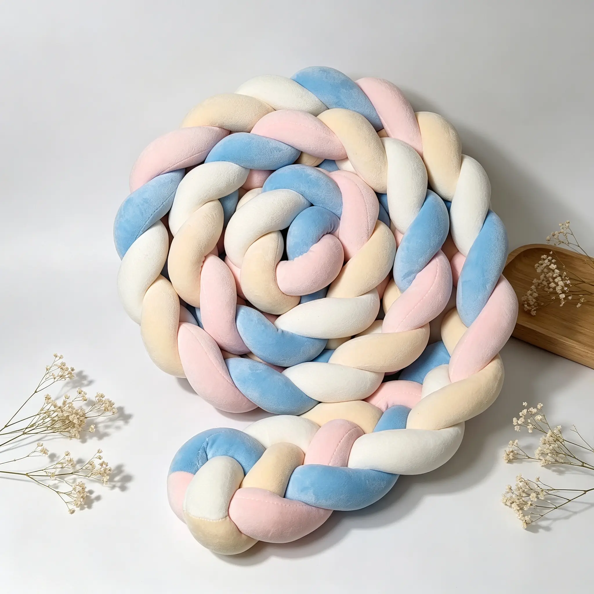 Pink Chunky Knit Braided Throw Pillow - Handmade Plush Knot Cushion with Long Braids and Softness for Sofa, Bed Home Decor Aesthetic (Home Supplies)