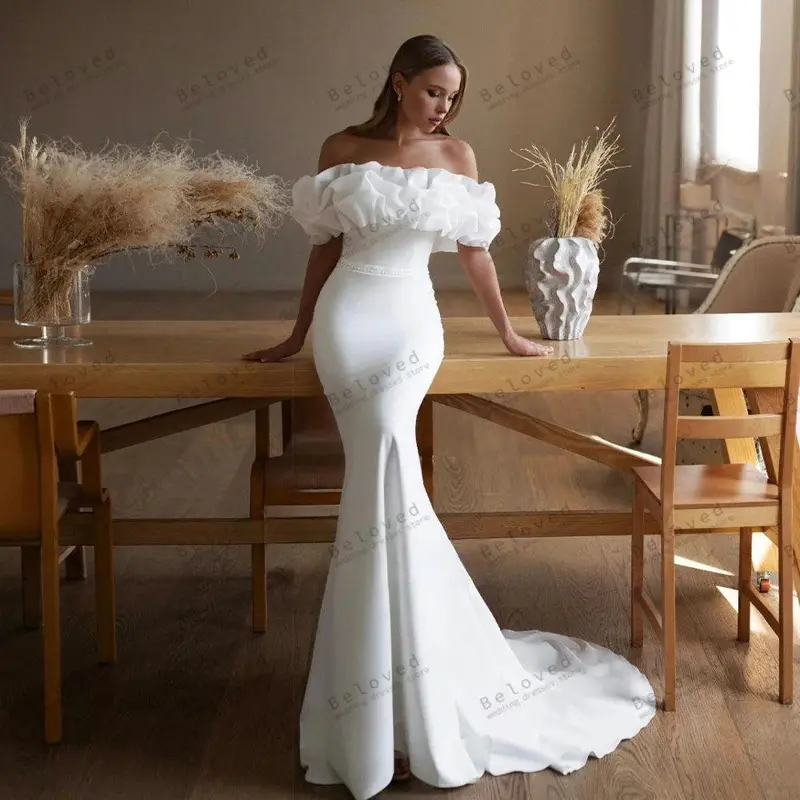Lace Mermaid Wedding White Dresses Dubai African Arabic See Through -  TikTok Shop