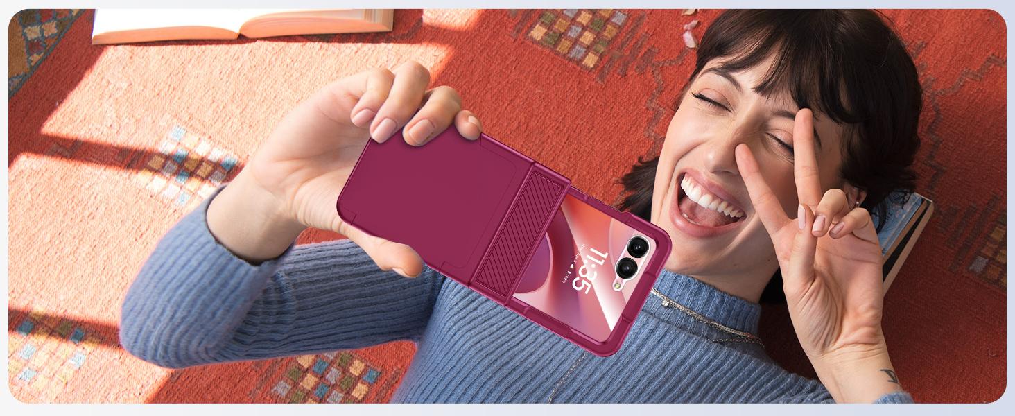 Vizvera for Motorola Razr Case w/ RFID Blocking – Card Holder, Hinge Protection & Screen Protector