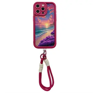 TK's New iPhone 11-15 Protective Case with Hanging Rope Decoration - Shockproof & Durable Phone Cover with Personalized Lanyard for Secure Carrying