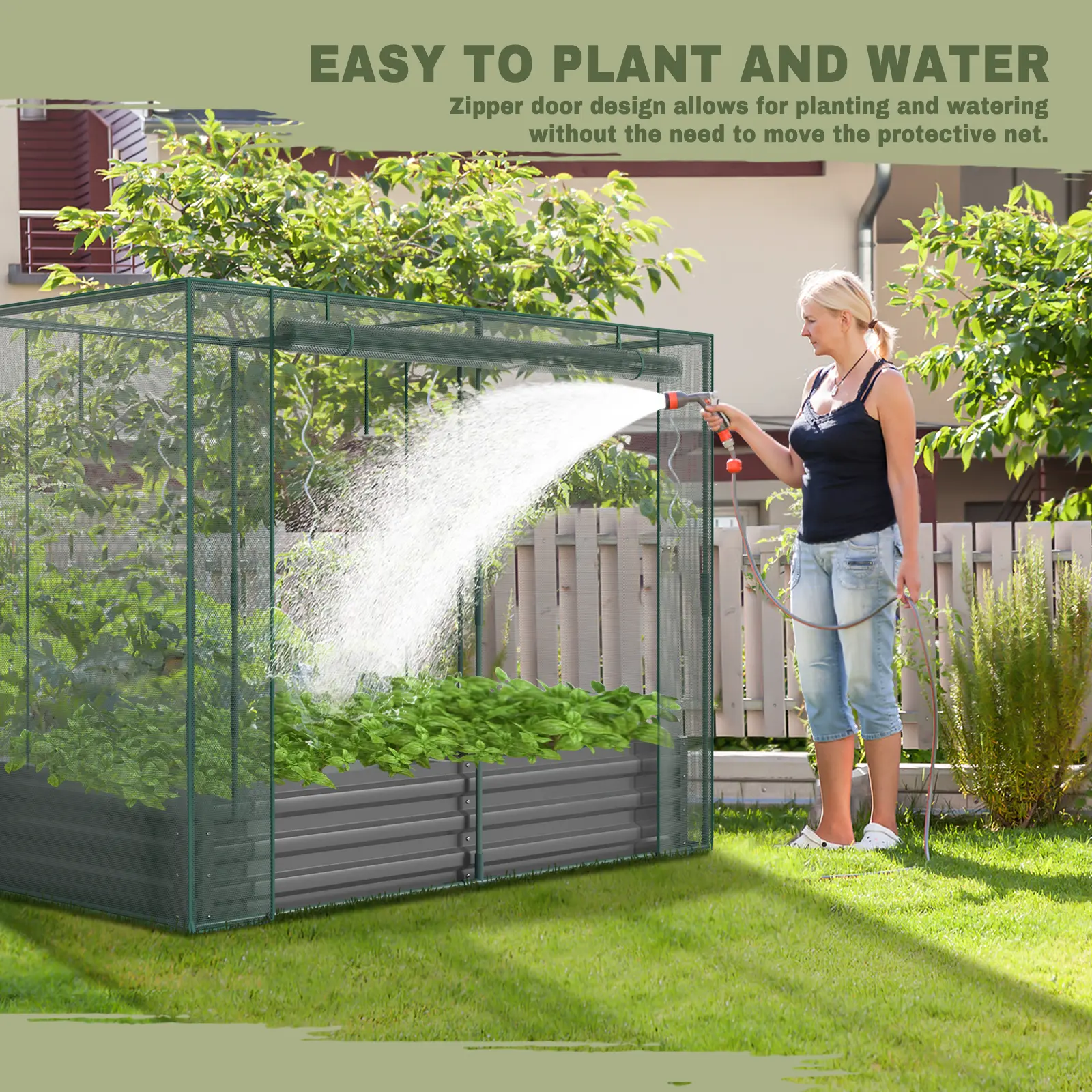 Lilypelle Raised Garden Bed Crop Cages - Elevated Planting Boxes Protection Tent with Zippered Door, Wind-Resistant Cover for Vegetables, Flowers