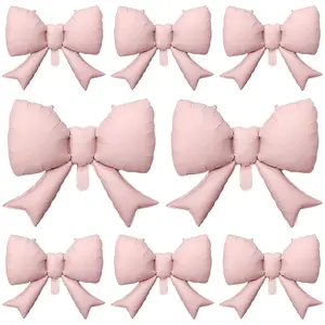 8Pcs Pink Bow Big Balloon Bow Theme Party Decoration Balloon For Women Men Baby Shower Girls Boys Bow Birthday Party