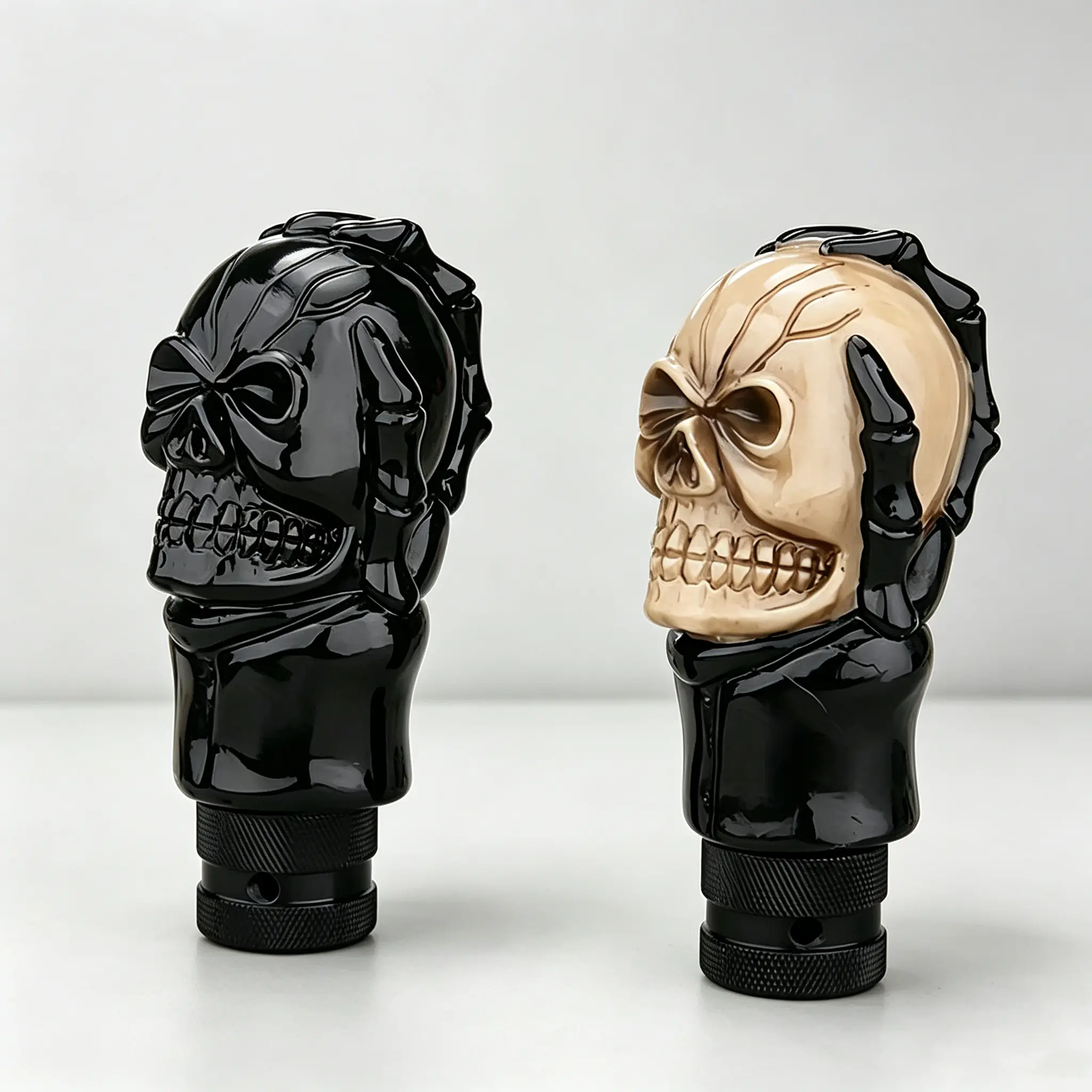 1 Skull Rose Resin Shift Lever Head - Black Handmade Universal Car Manual Gear Lever Decorative Accessory