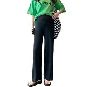 Comfy Maternity Wide Leg Pants with Belly Support – Adjustable Elastic Waist, Summer Lounge Trousers for Pregnancy, Lightweight Loose Fit Pregnancy Pants