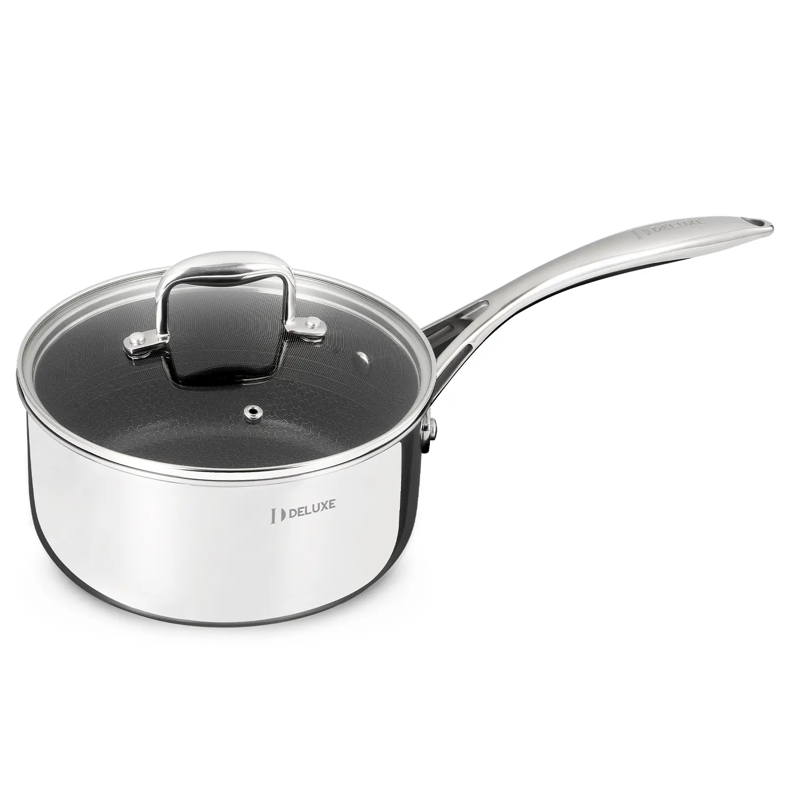 DELUXE Hybrid Ceramic Nonstick 3-Quart Saucepan with Tempered Glass Lid
