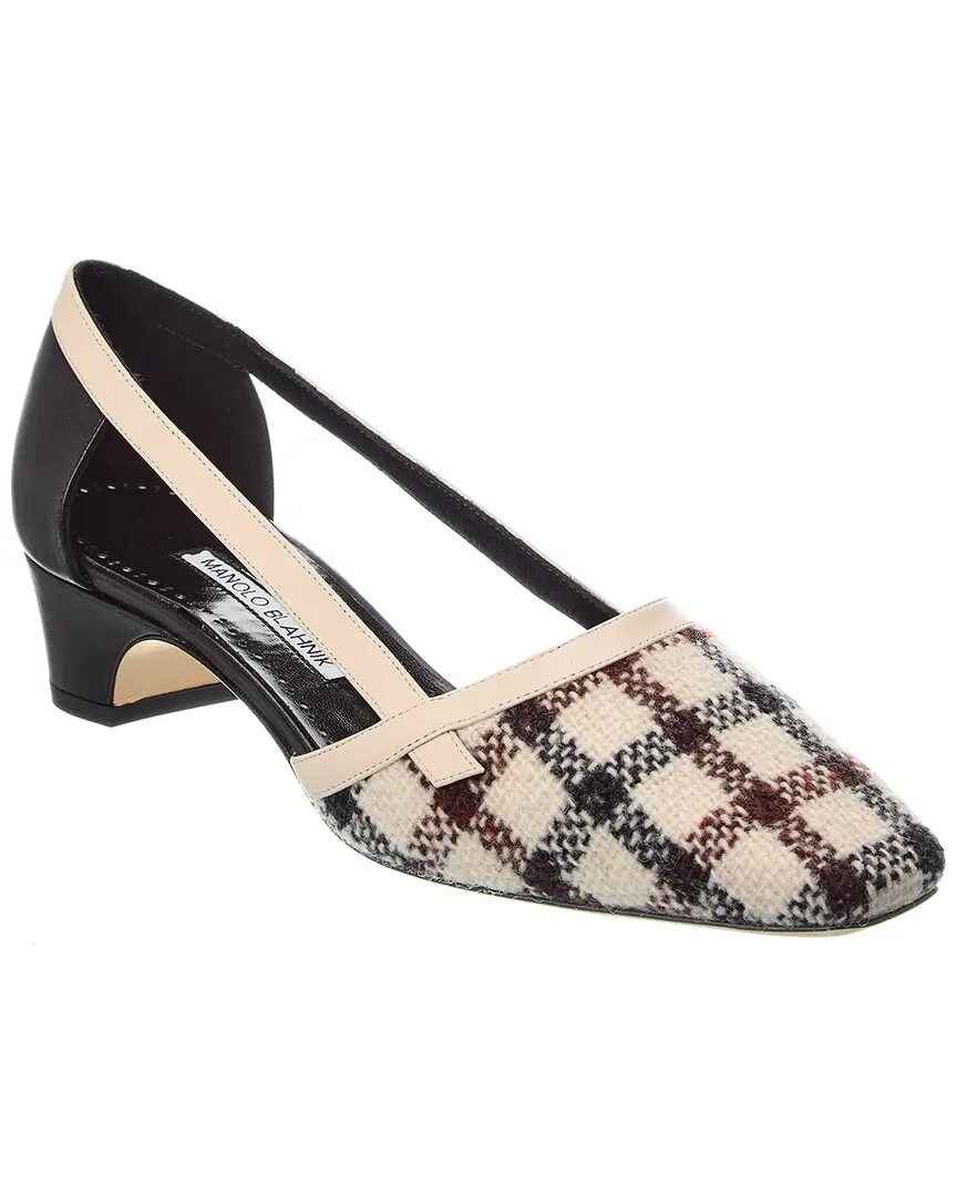 Manolo Blahnik Varro 40 Wool & Leather Pump