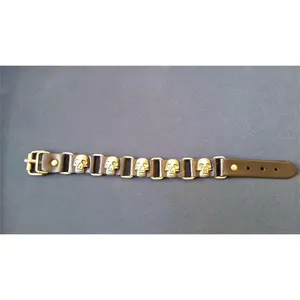 Black Leather Bracelet with Buckles & Skulls ~Adjustable~ Be a Rockstar!