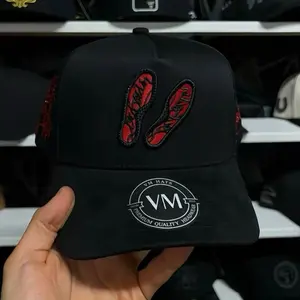 VM Hats Black Snapback with Red Suela Design Premium Quality Headwear