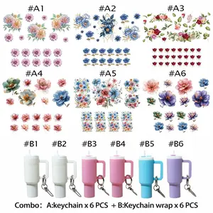 Creative DIY Kit 12-In-1, 6 Mini Travel Mug Keychains + 6 UV DTF Stickers, Ideal Gift for Father's Day, Mother's Day, Holidays, Daily Use