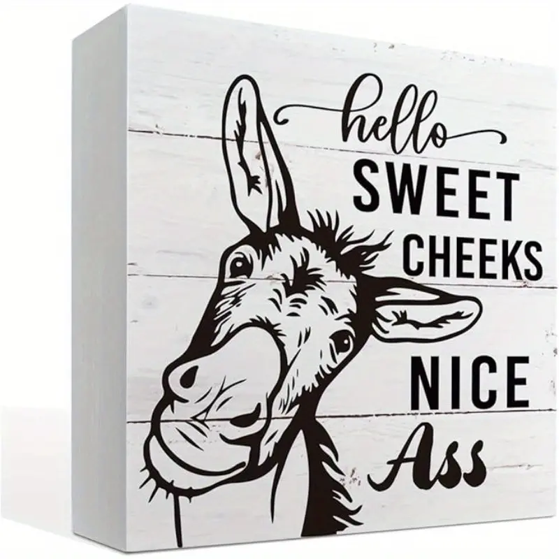 Bathroom Decor Sign - Nice Ass, Box Sign Tabletop Decor, Decorative Wooden Table Sign, White Box Sign Decor, Funny Bathroom Decor Art, Bathroom Decor for Shelf, Farmhouse Bathroom Toilet Sign 5x5 inch
