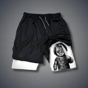 Halloween 80s 90s summer men shorts for men jorts outfit men graphic shorts Double-layer sports shorts Comfortable short shorts summer