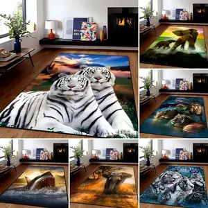 Wildlife Animal Print Flannel Area Rug Collection - Realistic Tiger, Elephant, Lion & Shark Print Soft Mats for Living Room & Bedroom, Non-Slip Nature Inspired Home Decor #WildlifeAnimalRug #NatureInspiredMat #TigerElephantDecor #SafariHomeDecor