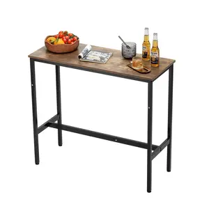 【DealsForYouDays】VEVOR Bar Table,  Sturdy Metal Frame High Top Pub Table, Narrow Long Kitchen Dining, Cocktail Counter Bar Height Desk, Easy to Assemble,39x16x35.5 in, for Living Room Party, Rustic Brown and Black