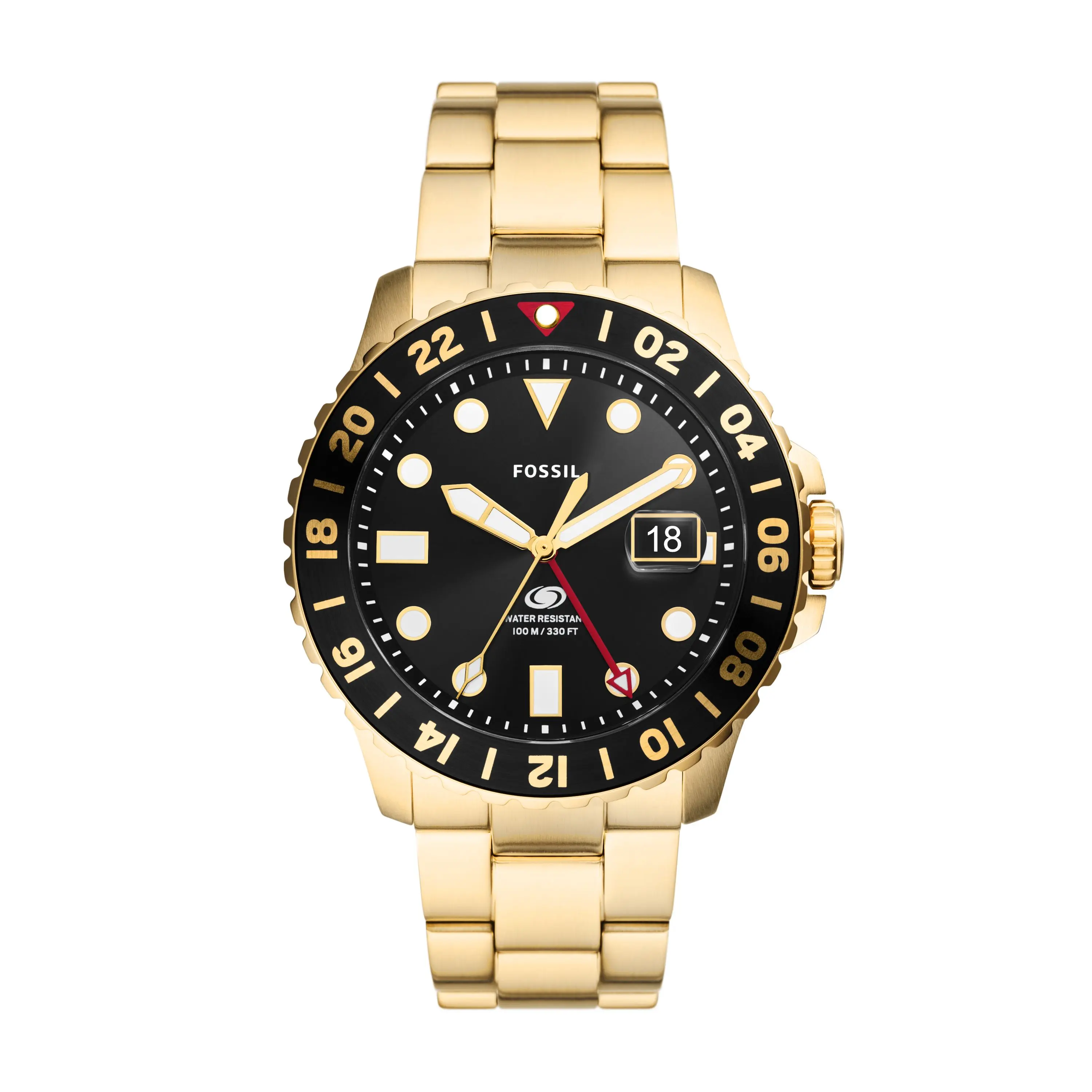 Fossil Men's Fossil Blue GMT 46mm, Gold Stainless Steel Watch Fossil Men's Fossil Blue GMT 46mm, Gold Stainless Steel Watch