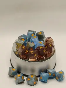 Handcrafted Vampire: The Masquerade Dice Set Warm Brandy & Blue with Copper Ink Unique TTRPG for Collectors and Roleplayers USA