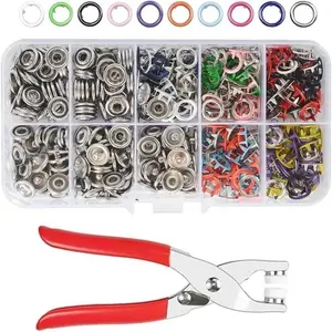 Invisible Colored Metal Buckle Kit with 100pcs & Manual Pressure Pliers Claw Snap Fabric Fastener Instant Tool for Handicraft Clothing & Hat,Seamless Stitching,Supplies Crafts DIY Sewing Crafts Household Tailor, Heavy-Duty & Long-Lasting