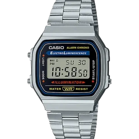 A168W-1 | Vintage Silver and Black Metal Watch | CASIO