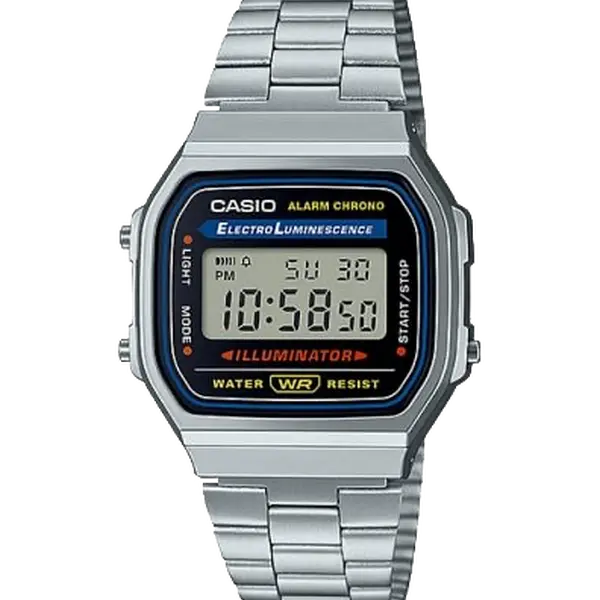 A168W-1 | Vintage Silver and Black Metal Watch | CASIO