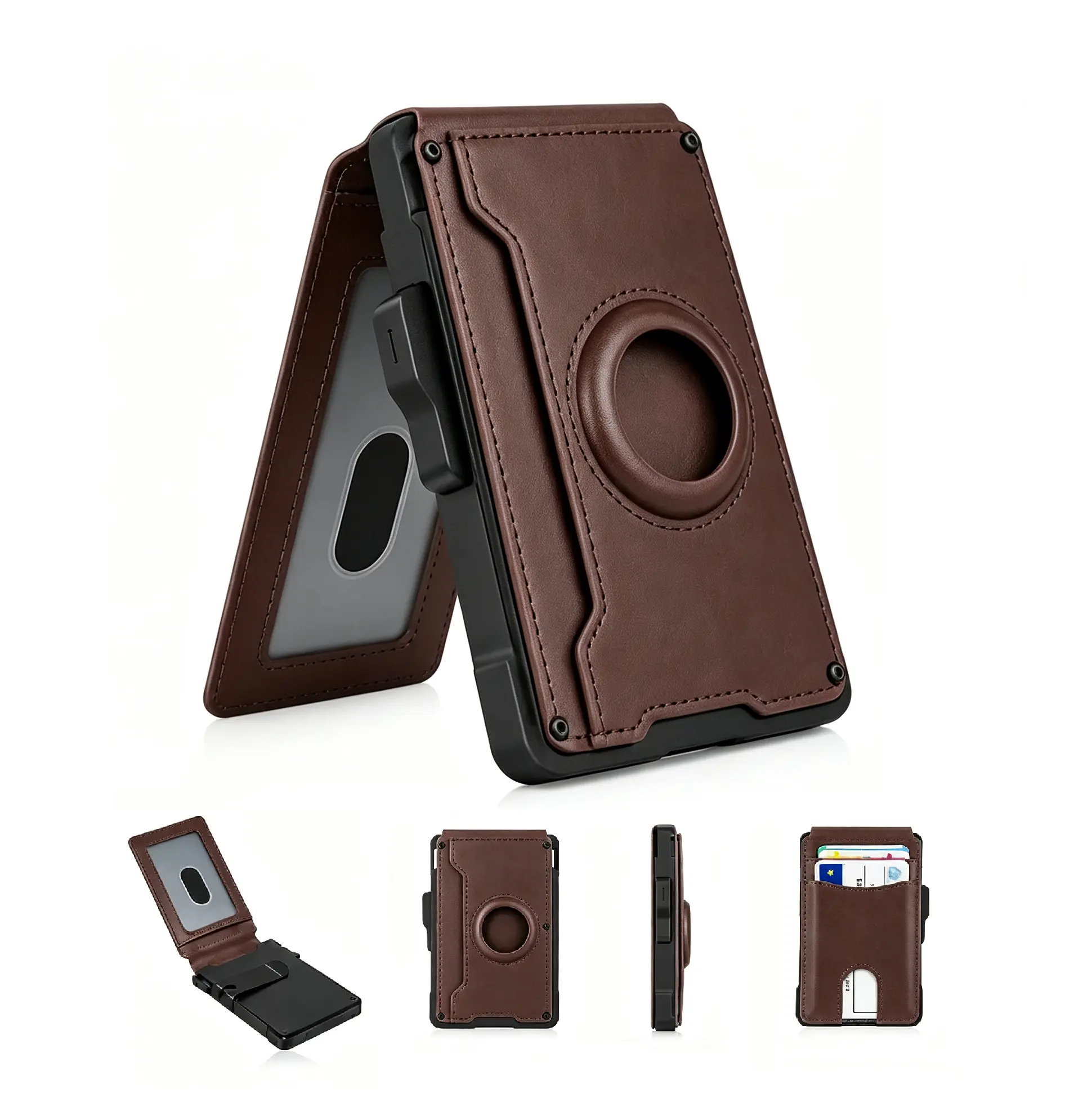Men's Minimalist Bifold Wallet With Built-In AirTag Holder,RFID Blocking Anti Theft Pop-Up Card Holder With Magnetic Clip,Holds 7-9 Cards & 5 Cash Bills Slim Front Pocket Daily Carry Accessory,Ideal Gift For Father’s Day Birthday Anniversary.love gifts