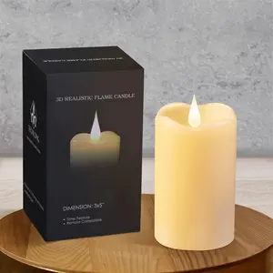 Flickering Flameless Candles with  Moving Flame, Last 1000+ Hours  Operated Candles with Timer,  Real Wax Pillar Electric LED Candle for Wedding Christmas Party/3" x 5"