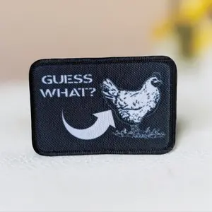 chicken butt funny 2"x3" removable morale patch with hook and loop backing