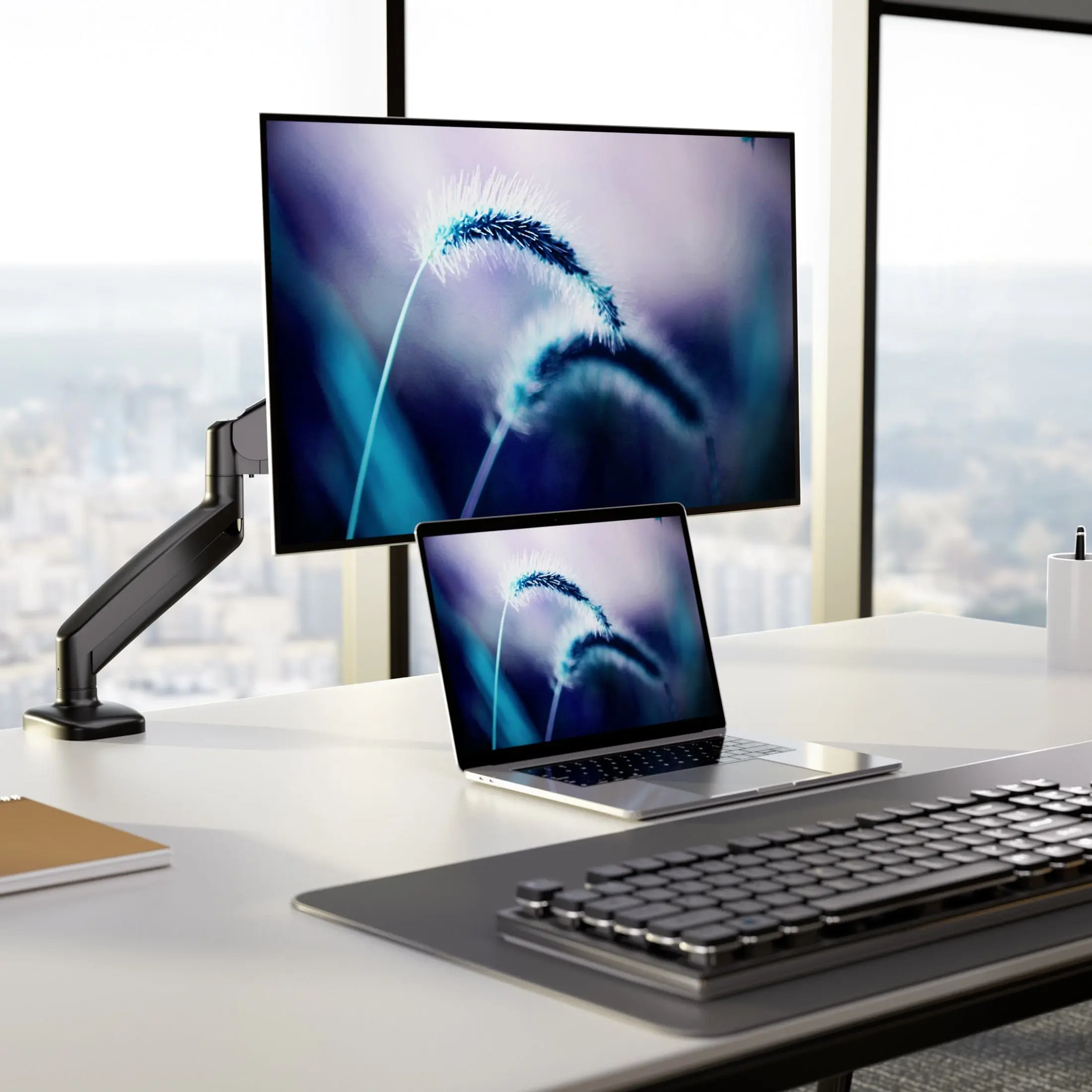 MOUNT-IT! Adjustable 1-Screen Computer Monitor Stand - Gas Spring Arm, Clamp Installation, Ergonomic Height Adjustment, Swiveling & Tilt Support, Monitor Riser, Clutter-Free Office Furniture