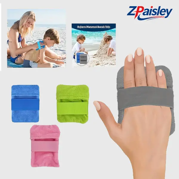 2Pcs/4Pcs Beach Sand Remover Mitts, Soft Microfiber Velvet Sand Eraser Gloves with Elastic Strap, Portable Reusable Sand Removal Towel Pouch Gentle on Skin for Kids Adults Beach Vacation Camping
