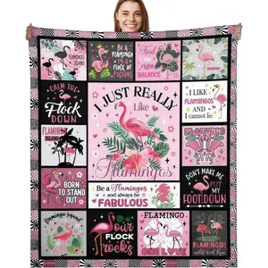Ladies' Flamingo Theme Gift - Fun Tropical Pink Flamingo Pattern Blanket, Soft and Skin-Friendly Flannel Blanket, a Gift for Girls, Best Friends, and Moms Who Love Animals, Suitable for Birthdays, Living Rooms, Sofas, Christmas, and Thanksgiving Gifts