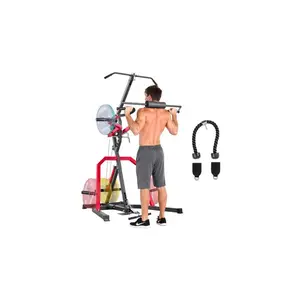 VEVOR Home Gym Equipment, Leverage Gym with 2: 1 Ratio LAT Low Row System, Strength Training Machine for Squats Deadlifts Bench Press Bicep Curls, Home Gym Machine, Adjustable Full Body Workout Station