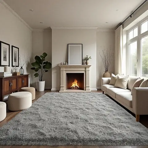 BEPATIO Fluffy Furry High Pile Area Rug - Shaggy Cozy Decorative Floor Mat, Durable Modern Indoor Room Decor Rug for Bedroom