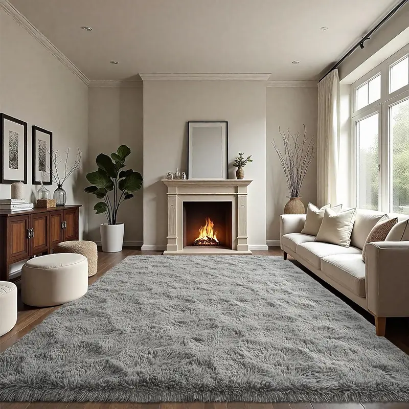BEPATIO Fluffy Furry High Pile Area Rug - Shaggy Cozy Decorative Floor Mat, Durable Modern Indoor Room Decor Rug for Bedroom