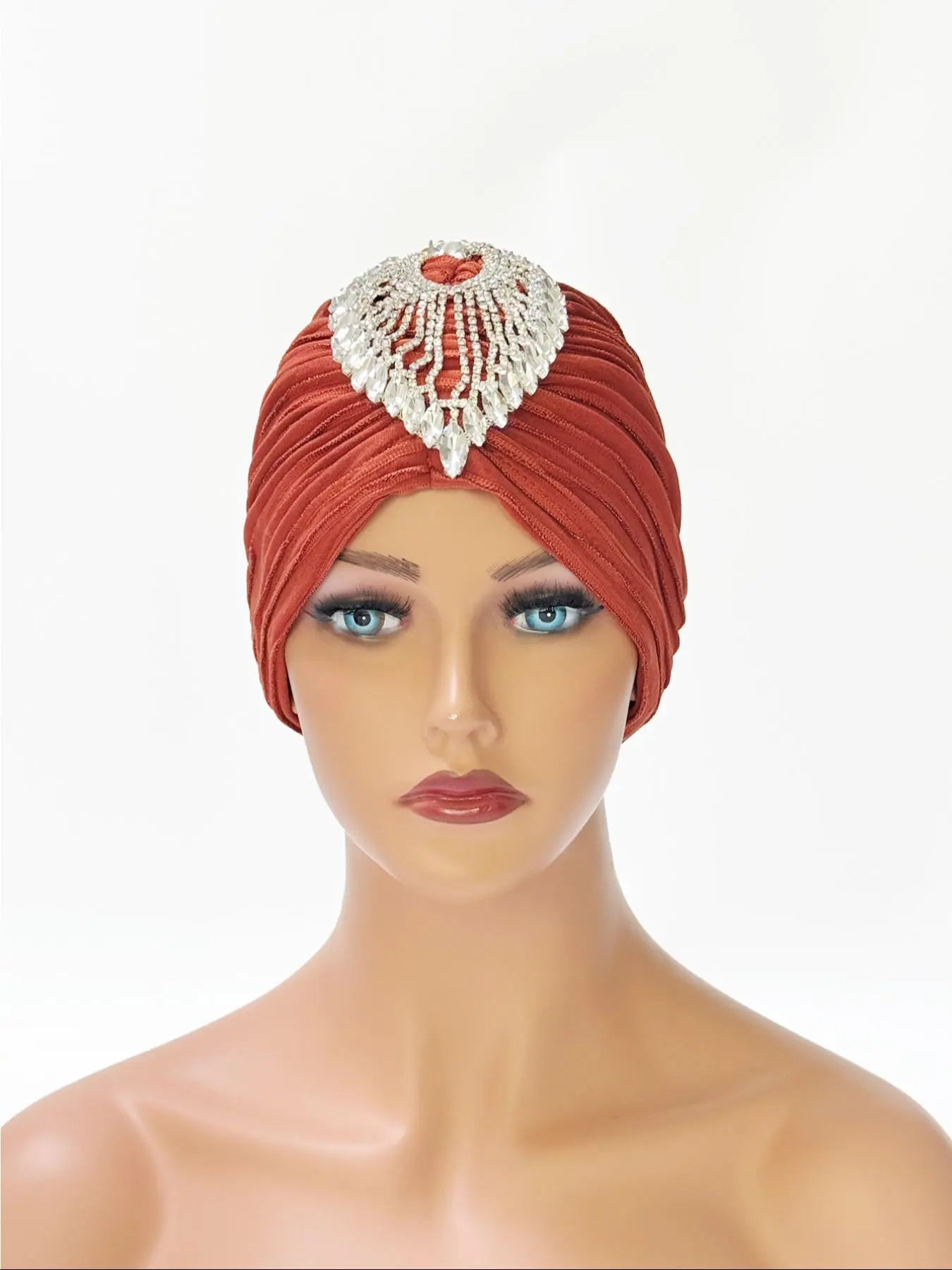Women's Elegant Rhinestone Tassel Decor Turban Hat, Exquisite Trendy Ruched Design Turban Hat, Fashionable Hair Accessories for Women & Girls