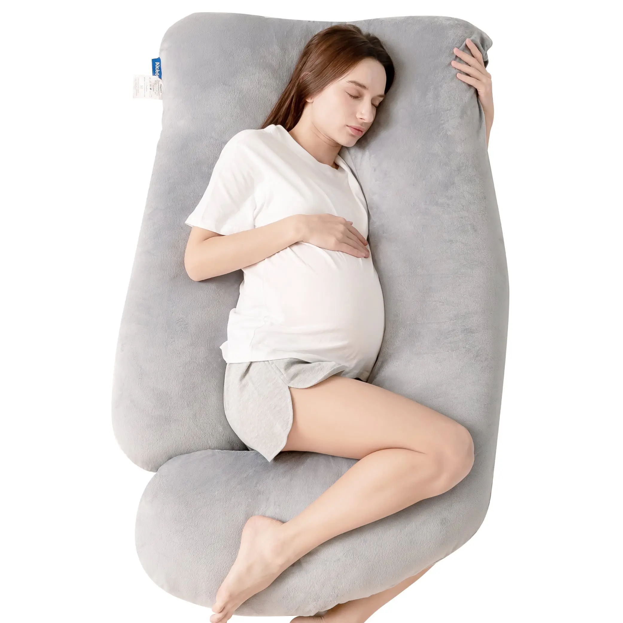Alcedo U-Shaped Pregnancy Pillow for Sleeping, 57-Inch Full Body Maternity Pillow with Removable Cover – Back, Belly, Hip, and Leg Support for Pregnan