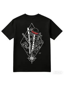 One Piece Luffy Printed Cotton Short-sleeved American Loose Men's and Women's Summer Breathable Sports Round-neck T-shirt