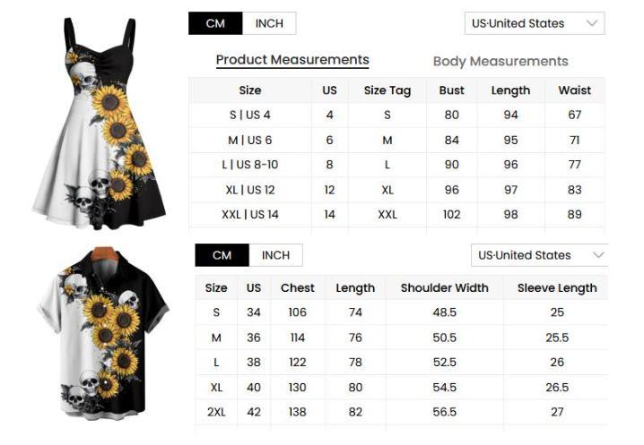 2026 Women's Gothic Dresses Contrast Color Sunflower Skulls Pattern Ruched Bust Dress Sweetheart Neck A Line Mini Holiday Dress
