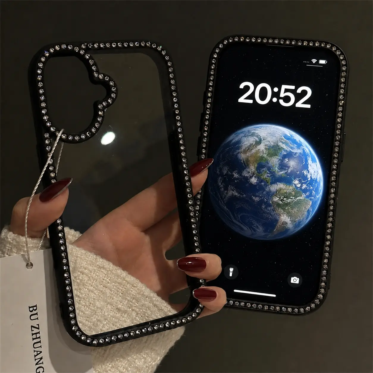 Clear Sparkly Luxury Phone Case for iPhone 17/16/15/14/13/12/11 Pro Max/Pro/Plus Case, Diamond Strong Case, Double-Sided Diamond-Studded Three-in-One Tough Soft Edge Hard Back Panel Multiple Protections Shockproof Phone Cover Hard Protective Cover