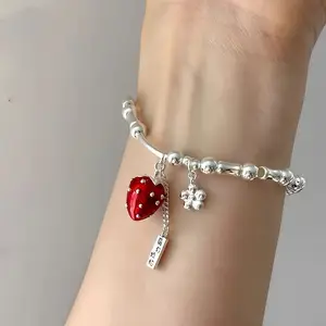 Elegant Strawberry Bracelet, Luxury Unique Jewelry, Perfect Birthday Gift for Best Friend, Stylish Accessory for Women
