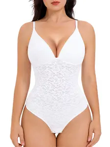 Women's Sexy Backless Shapewear Bodysuit Underwear with Removable Straps, Deep V Lace Strap Design, Comfortable Body Shaping, Perfect for All Seasons