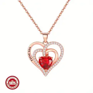 Eternal Heart Necklace 925 Silver European, American and Twelve Stars Dyed Black Letter LOVE Double-layer Love Necklace