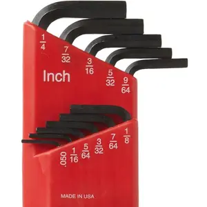 Hex-L Key allen wrench - 11pc set SAE Inch Sizes .050-1/4 Short series