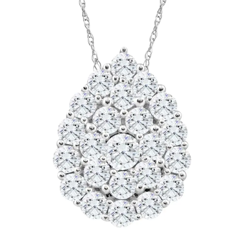 2Ct TW Real Diamond Tear Drop Pendant 10k White Gold 18" Women's Necklace 2Ct TW Real Diamond Tear Drop Pendant 10k White Gold 18" Women's Necklace