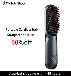 Wireless Straightener Comb, Battery Powered 2-in-1 Ionic Titanium Styler with Fast Heat, 9 Temp Settings & LED Display for Beginners & All Hair Types